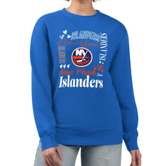 New York Islanders G-III 4Her by Carl Banks Women's Collage Graphic Fleece Long Sleeve Pullover Sweatshirt - Royal - NHL 201622819