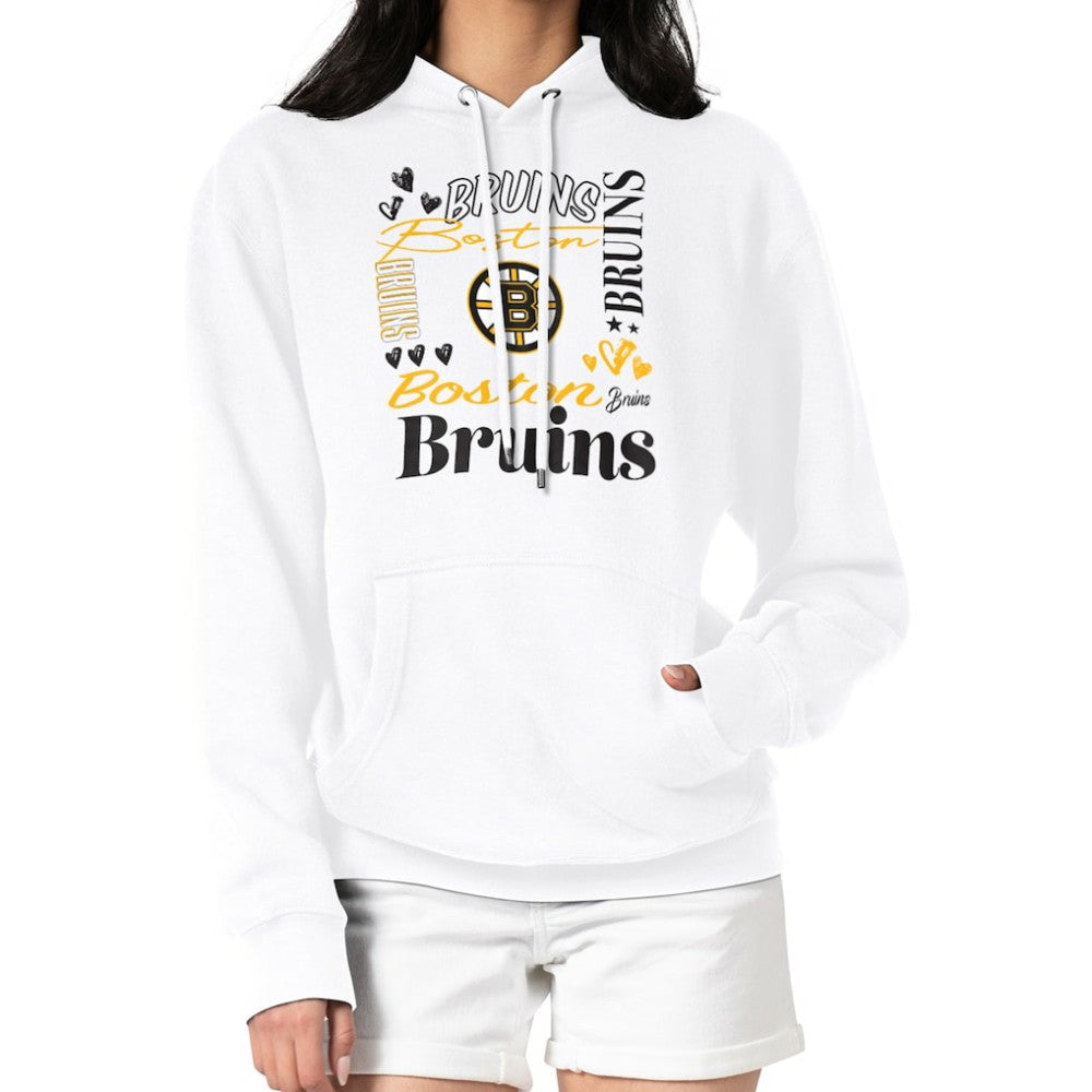 Boston Bruins G-III 4Her by Carl Banks Women's Collage Team Graphic Tri-Blend Fleece Pullover Hoodie - White - NHL 201622824