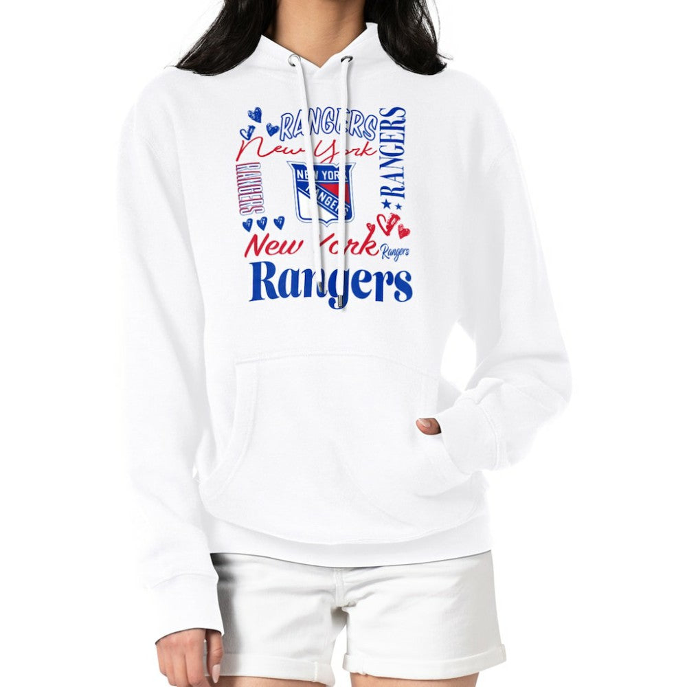 New York Rangers G-III 4Her by Carl Banks Women's Collage Team Graphic Tri-Blend Fleece Pullover Hoodie - White - NHL 201622846