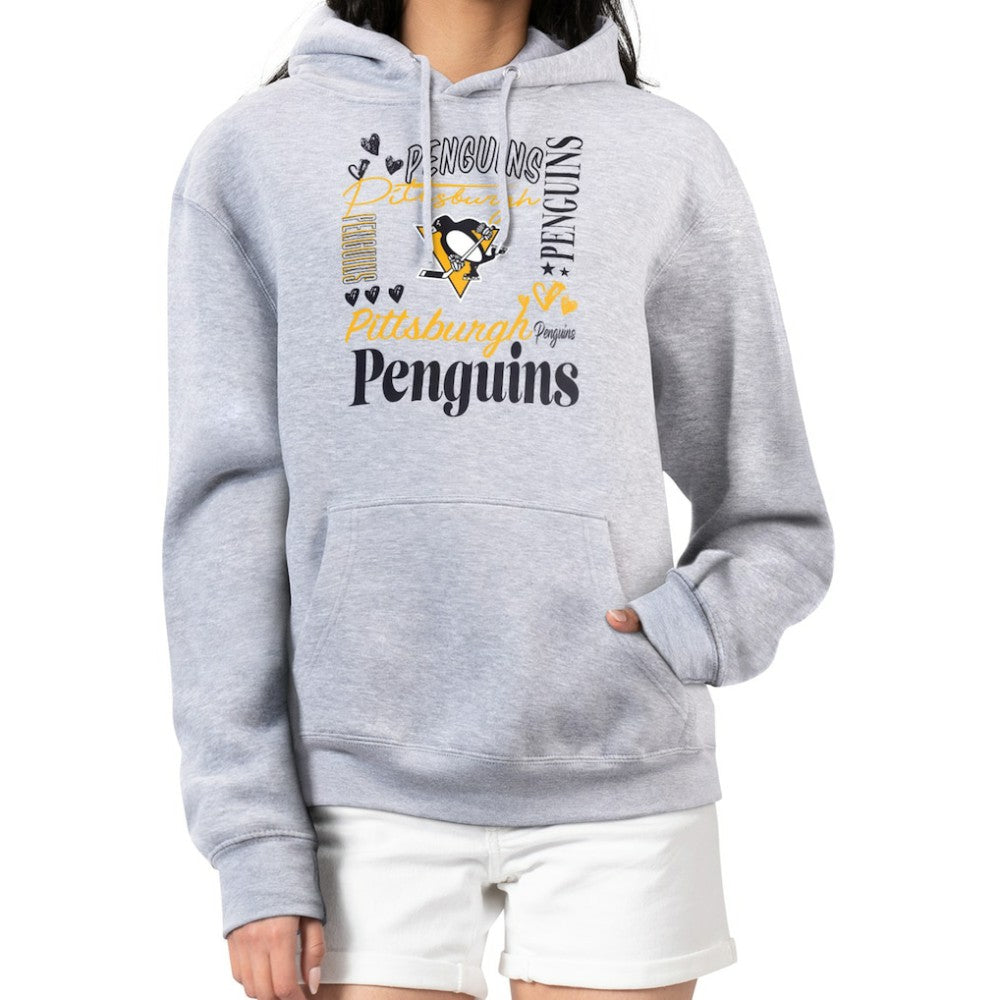 Pittsburgh Penguins G-III 4Her by Carl Banks Women's Collage Team Graphic Tri-Blend Fleece Pullover Hoodie - Heather Gray - NHL 201622876