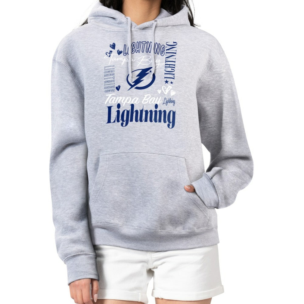 Tampa Bay Lightning G-III 4Her by Carl Banks Women's Collage Team Graphic Tri-Blend Fleece Pullover Hoodie - Heather Gray - NHL 201622877