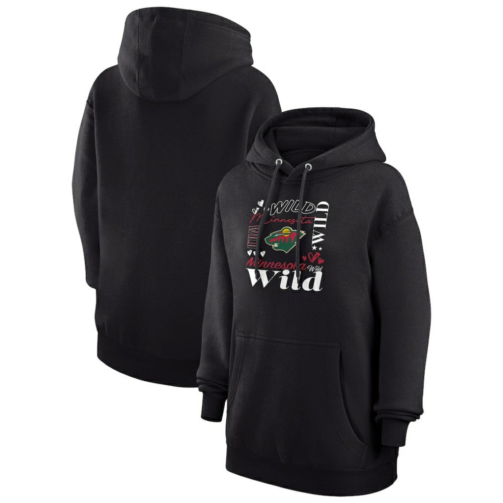 Minnesota Wild G-III 4Her by Carl Banks Women's Collage Team Graphic Tri-Blend Fleece Pullover Hoodie - Black - NHL 201622894