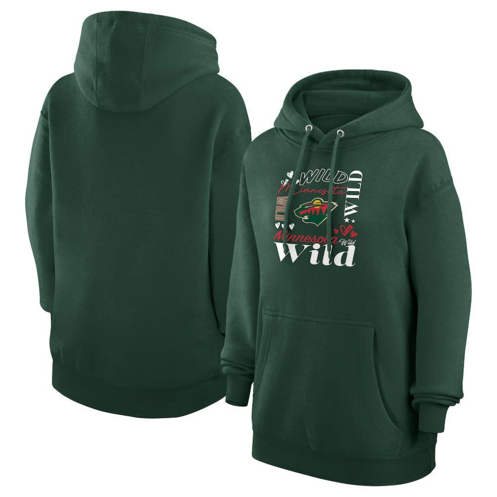 Minnesota Wild G-III 4Her by Carl Banks Women's Collage Team Graphic Tri-Blend Fleece Pullover Hoodie - Olive - NHL 201622906