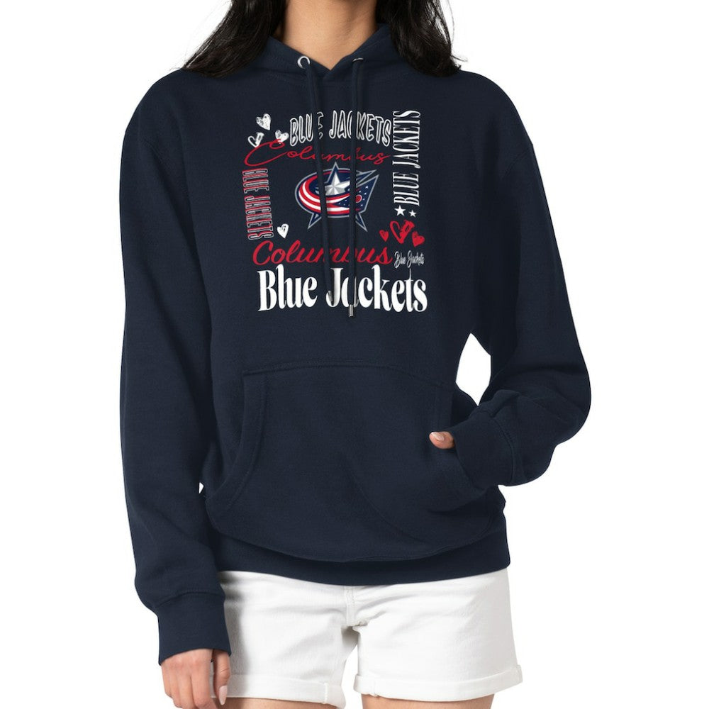 Columbus Blue Jackets G-III 4Her by Carl Banks Women's Collage Team Graphic Tri-Blend Fleece Pullover Hoodie - Navy - NHL 201622924