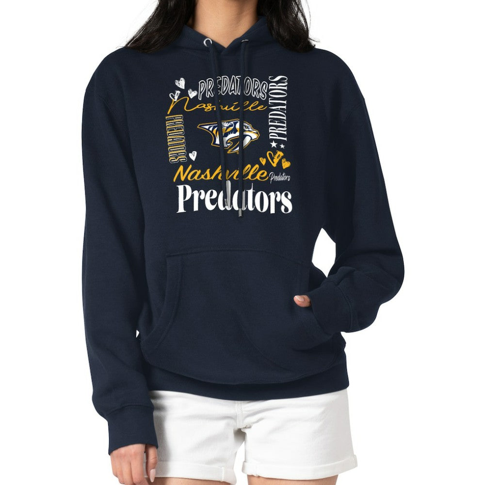 Nashville Predators G-III 4Her by Carl Banks Women's Collage Team Graphic Tri-Blend Fleece Pullover Hoodie - Navy - NHL 201622928