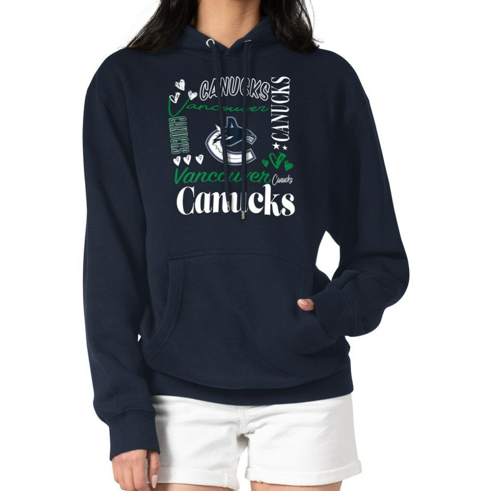 Vancouver Canucks G-III 4Her by Carl Banks Women's Collage Team Graphic Tri-Blend Fleece Pullover Hoodie - Navy - NHL 201622929
