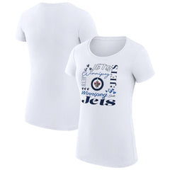 Winnipeg Jets G-III 4Her by Carl Banks Women's Super-Slim Fit Lightweight Collage Team Graphic T-Shirt - White - NHL 201622935