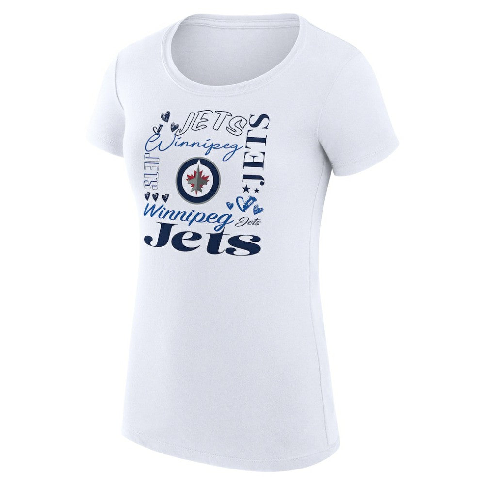 Winnipeg Jets G-III 4Her by Carl Banks Women's Super-Slim Fit Lightweight Collage Team Graphic T-Shirt - White - NHL 201622935