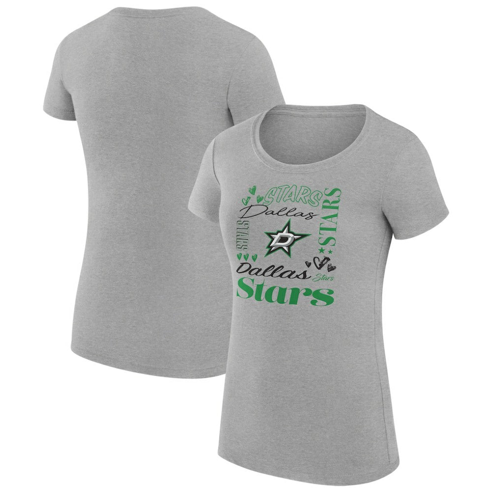 Dallas Stars G-III 4Her by Carl Banks Women's Super-Slim Fit Lightweight Collage Team Graphic T-Shirt - Heather Gray - NHL 201622938