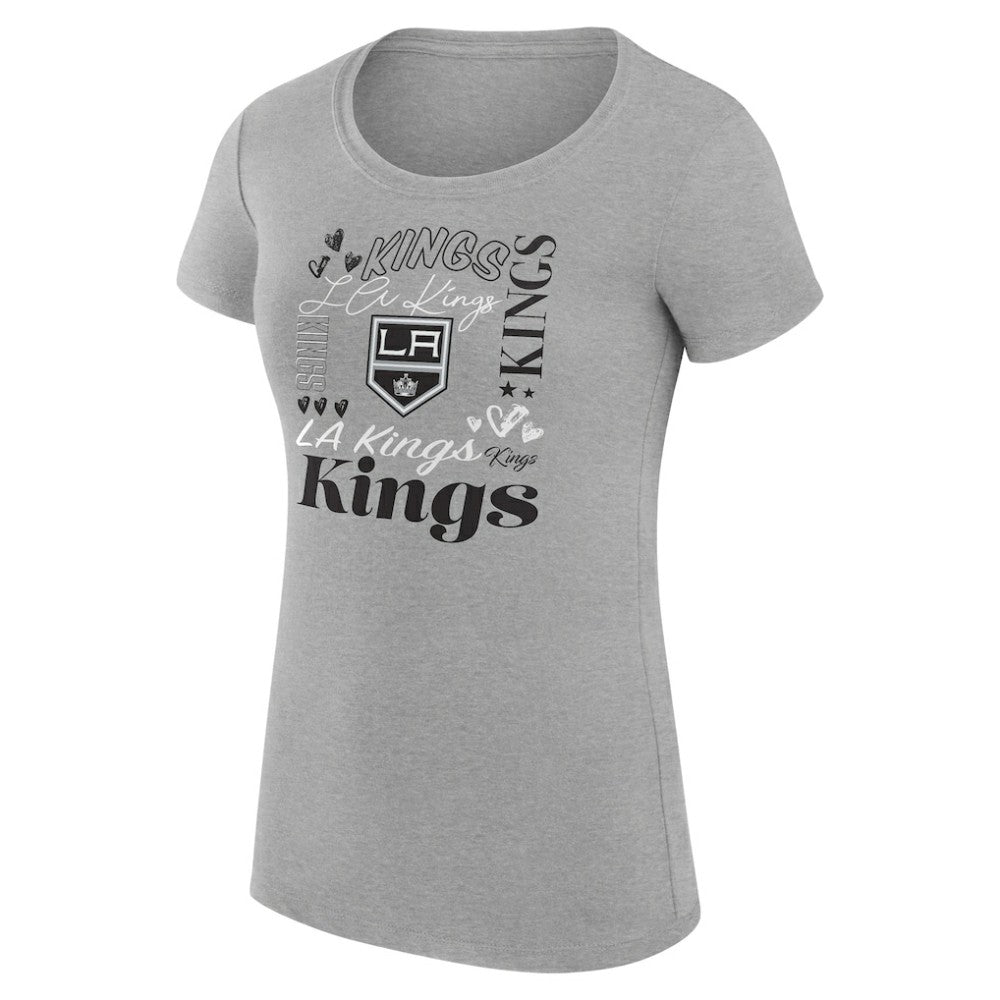 Los Angeles Kings G-III 4Her by Carl Banks Women's Super-Slim Fit Lightweight Collage Team Graphic T-Shirt - Heather Gray - NHL 201622946