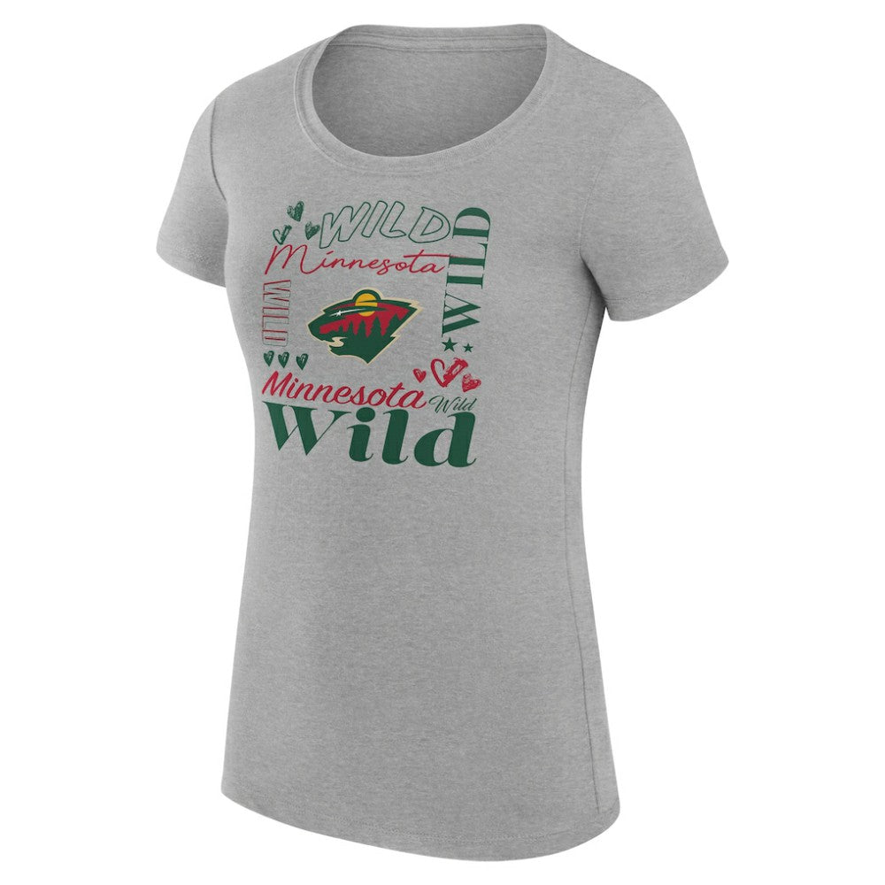 Minnesota Wild G-III 4Her by Carl Banks Women's Super-Slim Fit Lightweight Collage Team Graphic T-Shirt - Heather Gray - NHL 201622948