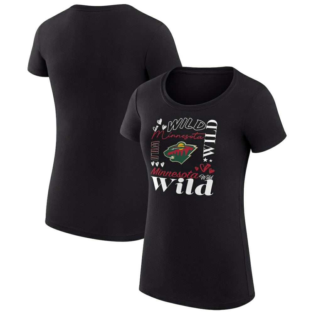 Minnesota Wild G-III 4Her by Carl Banks Women's Super-Slim Fit Lightweight Collage Team Graphic T-Shirt - Black - NHL 201622950
