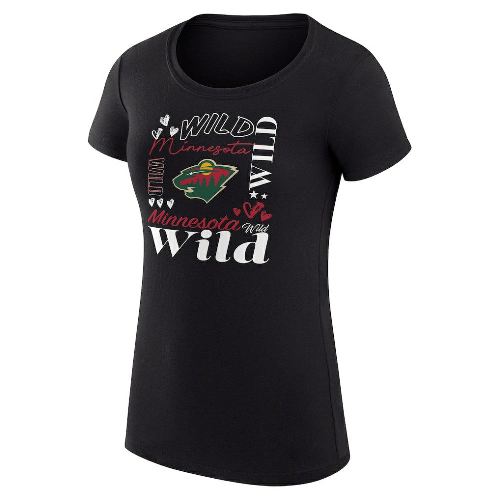 Minnesota Wild G-III 4Her by Carl Banks Women's Super-Slim Fit Lightweight Collage Team Graphic T-Shirt - Black - NHL 201622950