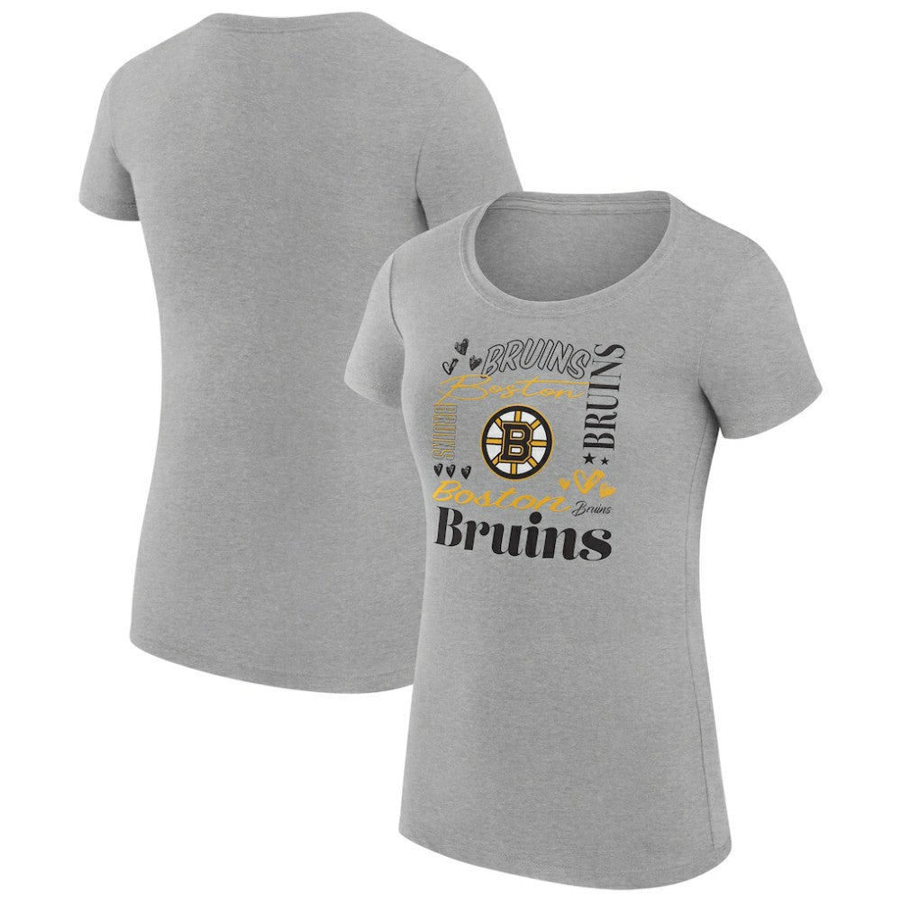 Boston Bruins G-III 4Her by Carl Banks Women's Super-Slim Fit Lightweight Collage Team Graphic T-Shirt - Heather Gray - NHL 201622951