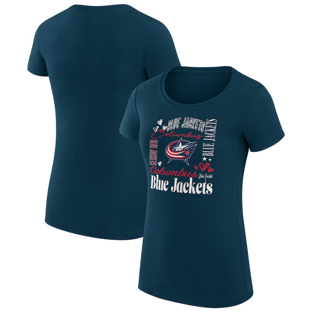 Columbus Blue Jackets G-III 4Her by Carl Banks Women's Super-Slim Fit Lightweight Collage Team Graphic T-Shirt - Navy - NHL 201622970