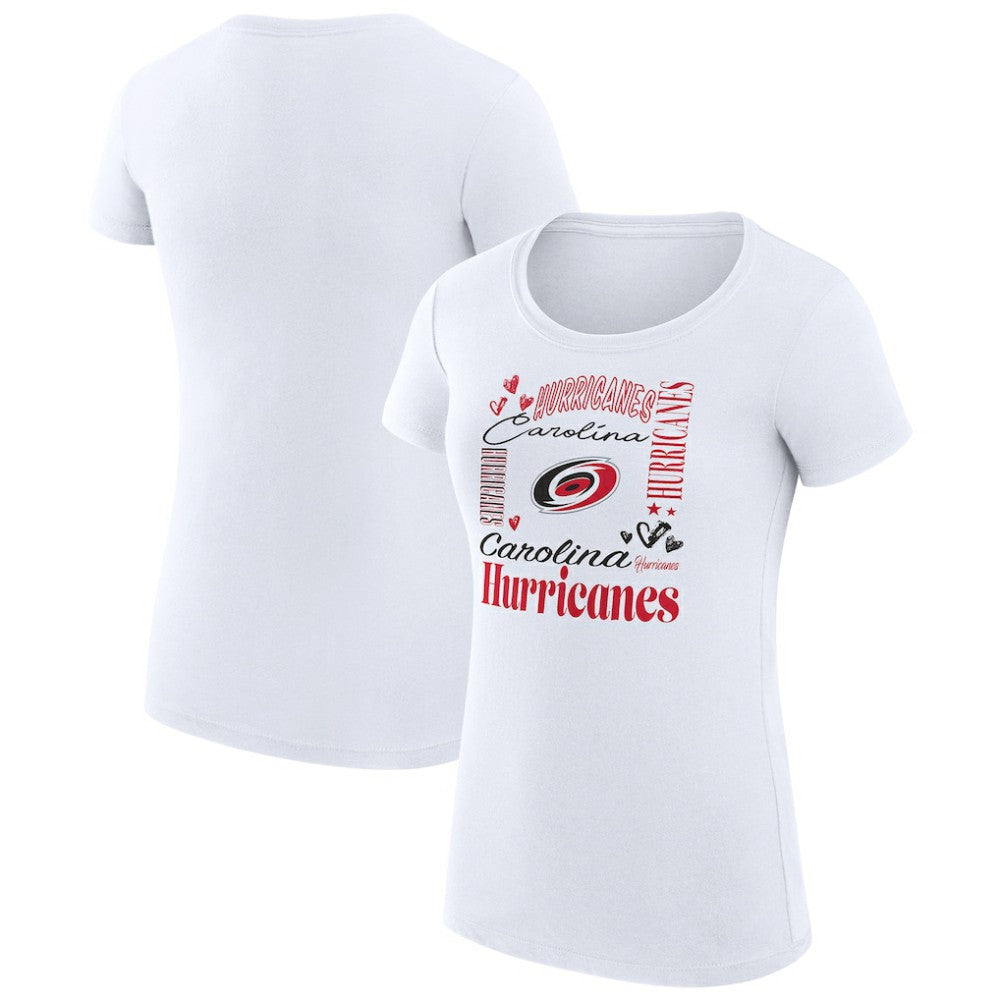 Carolina Hurricanes G-III 4Her by Carl Banks Women's Super-Slim Fit Lightweight Collage Team Graphic T-Shirt - White - NHL 201622985