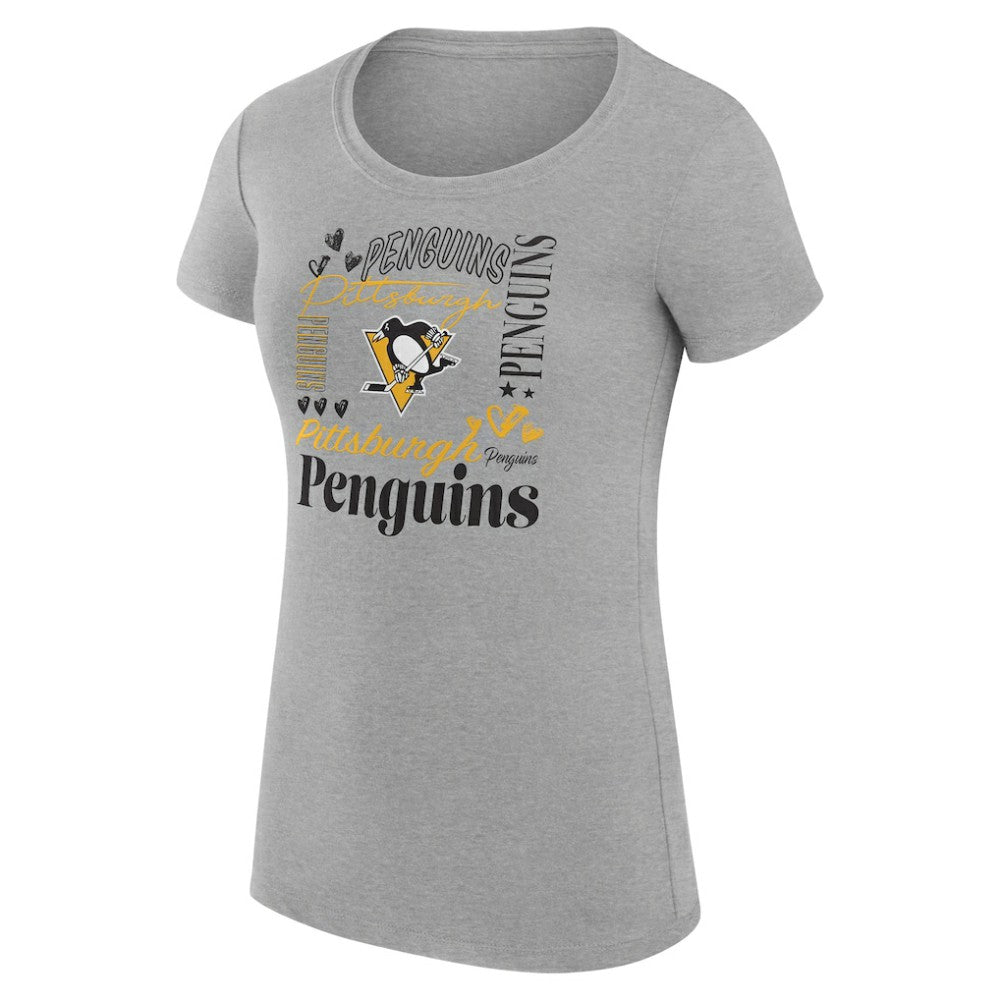 Pittsburgh Penguins G-III 4Her by Carl Banks Women's Super-Slim Fit Lightweight Collage Team Graphic T-Shirt - Heather Gray - NHL 201622996