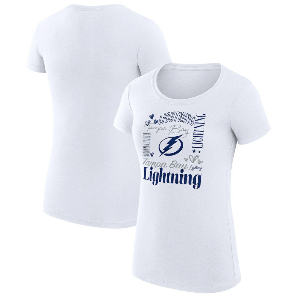Tampa Bay Lightning G-III 4Her by Carl Banks Women's Super-Slim Fit Lightweight Collage Team Graphic T-Shirt - White - NHL 201623007