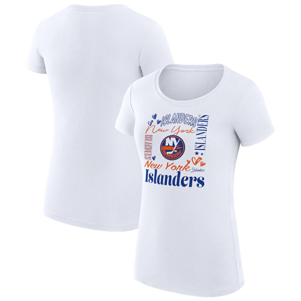 New York Islanders G-III 4Her by Carl Banks Women's Super-Slim Fit Lightweight Collage Team Graphic T-Shirt - White - NHL 201623025