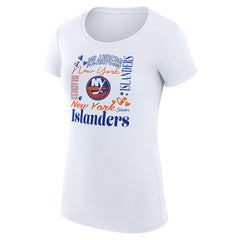 New York Islanders G-III 4Her by Carl Banks Women's Super-Slim Fit Lightweight Collage Team Graphic T-Shirt - White - NHL 201623025