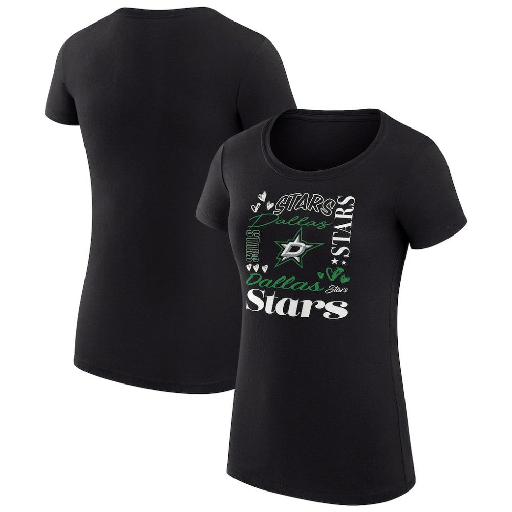 Dallas Stars G-III 4Her by Carl Banks Women's Super-Slim Fit Lightweight Collage Team Graphic T-Shirt - Black - NHL 201623036