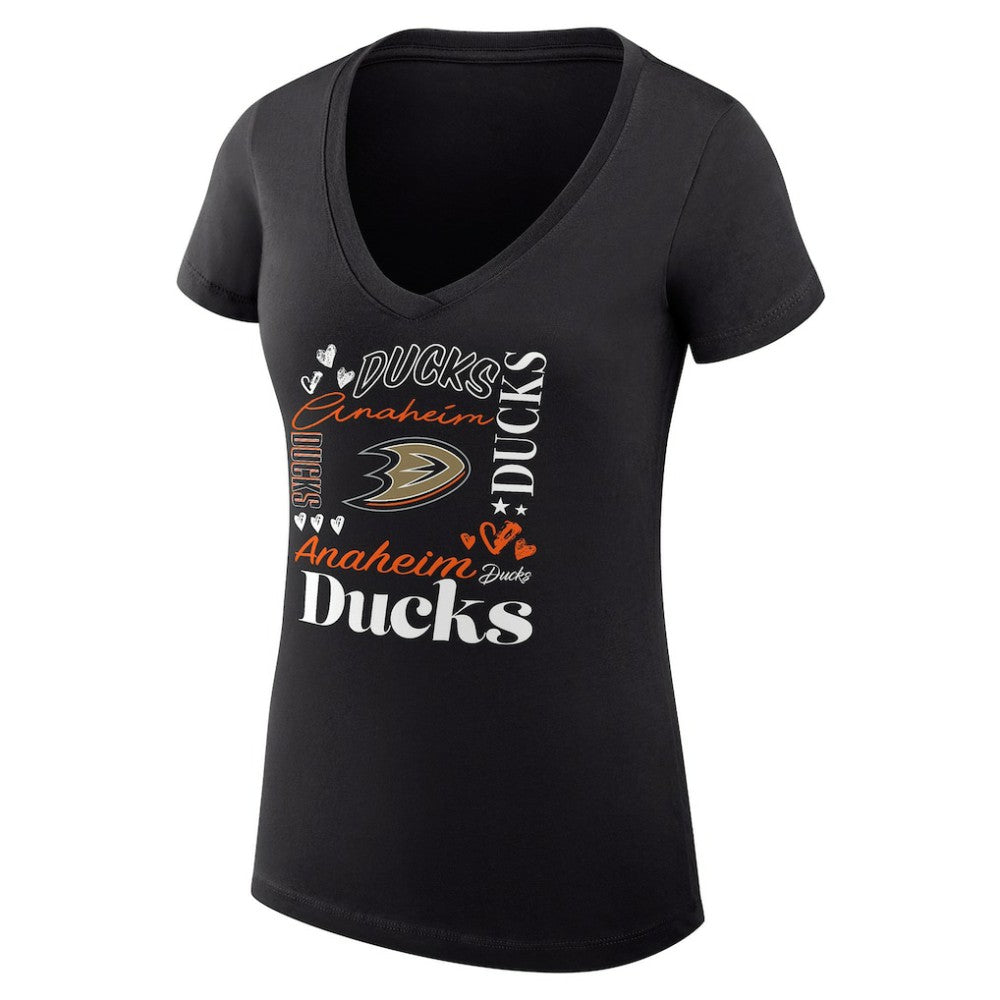 Anaheim Ducks G-III 4Her by Carl Banks Women's Super-Slim Fit Lightweight Collage Team Graphic T-Shirt - Black - NHL 201623045