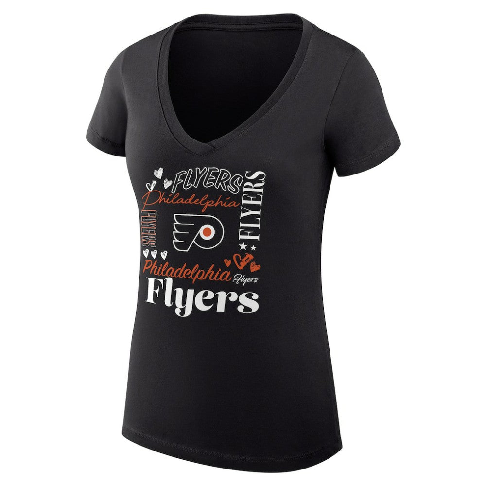 Philadelphia Flyers G-III 4Her by Carl Banks Women's Super-Slim Fit Lightweight Collage Team Graphic T-Shirt - Black - NHL 201623056