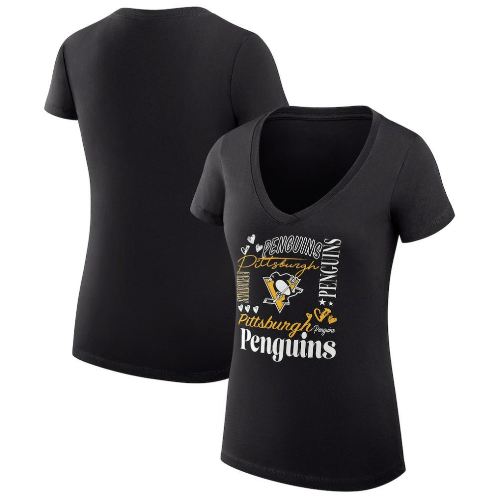 Pittsburgh Penguins G-III 4Her by Carl Banks Women's Super-Slim Fit Lightweight Collage Team Graphic T-Shirt - Black - NHL 201623059