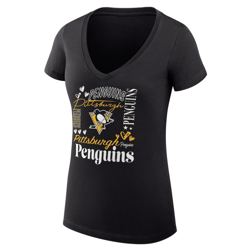 Pittsburgh Penguins G-III 4Her by Carl Banks Women's Super-Slim Fit Lightweight Collage Team Graphic T-Shirt - Black - NHL 201623059