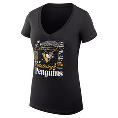Pittsburgh Penguins G-III 4Her by Carl Banks Women's Super-Slim Fit Lightweight Collage Team Graphic T-Shirt - Black - NHL 201623059