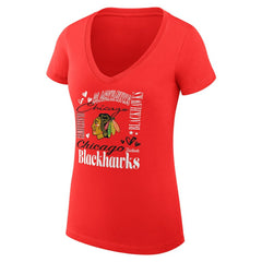 Chicago Blackhawks G-III 4Her by Carl Banks Women's Super-Slim Fit Lightweight Collage Team Graphic T-Shirt - Red - NHL 201623070