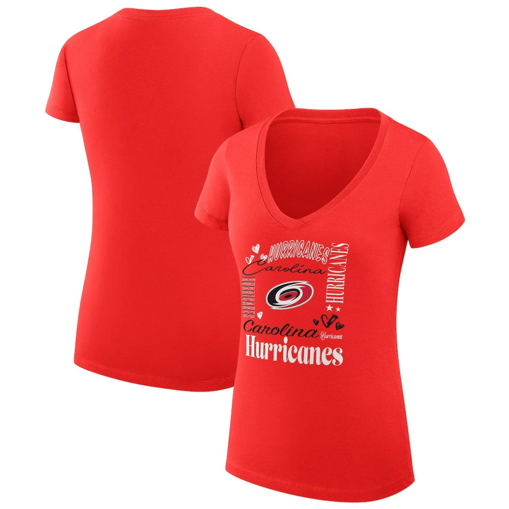 Carolina Hurricanes G-III 4Her by Carl Banks Women's Super-Slim Fit Lightweight Collage Team Graphic T-Shirt - Red - NHL 201623071