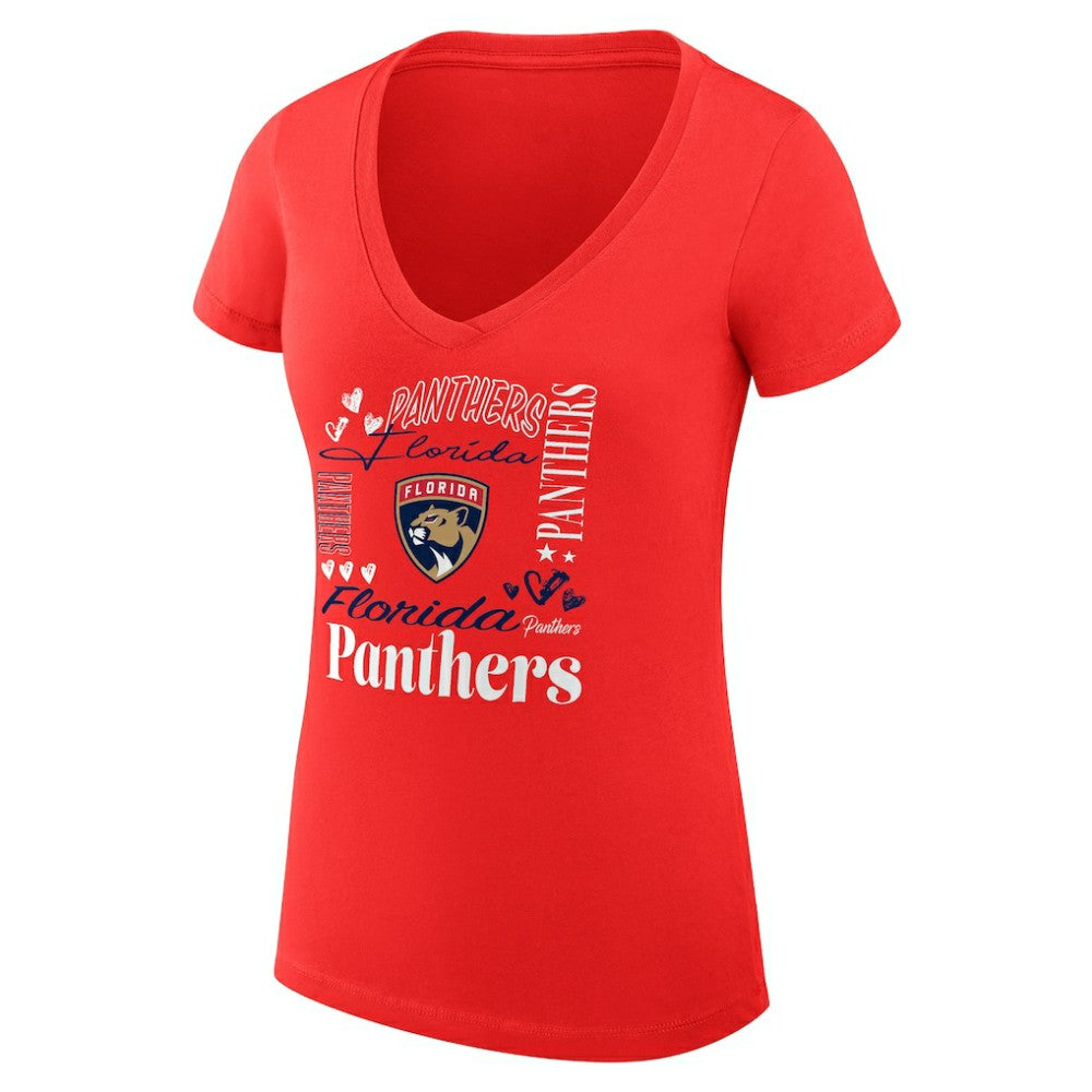 Florida Panthers G-III 4Her by Carl Banks Women's Super-Slim Fit Lightweight Collage Team Graphic T-Shirt - Red - NHL 201623074