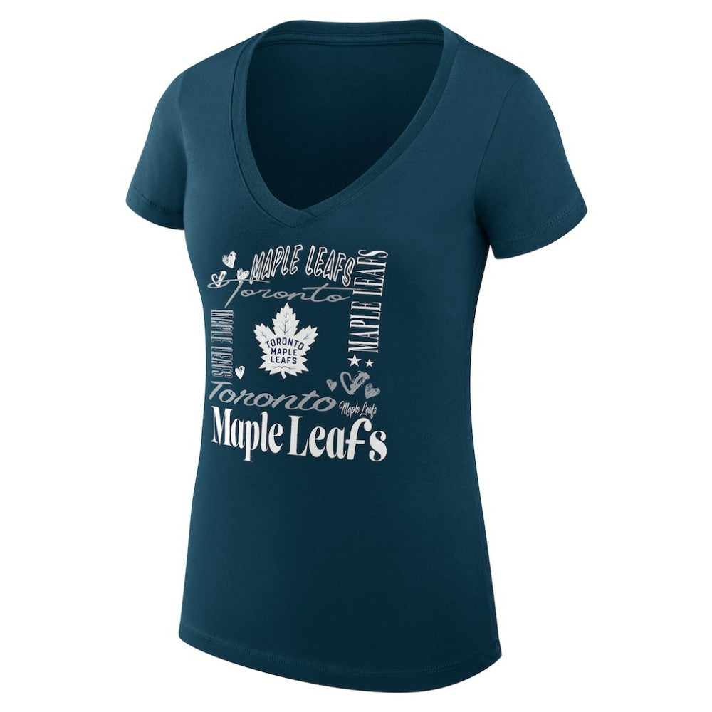 Toronto Maple Leafs G-III 4Her by Carl Banks Women's Super-Slim Fit Lightweight Collage Team Graphic T-Shirt - Blue - NHL 201623100