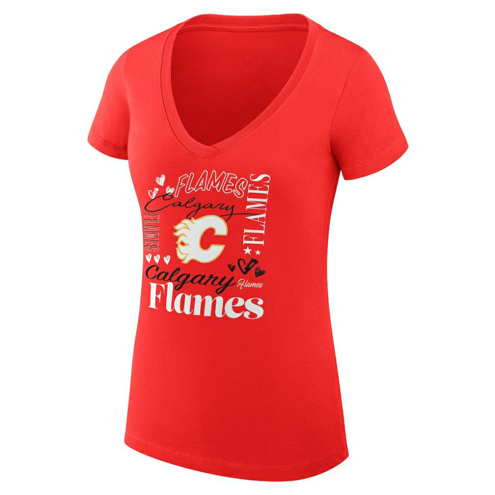 Calgary Flames G-III 4Her by Carl Banks Women's Super-Slim Fit Lightweight Collage Team Graphic T-Shirt - Red - NHL 201623108