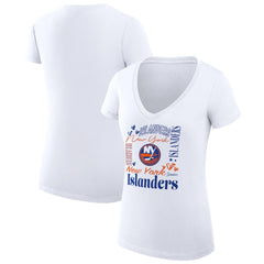 New York Islanders G-III 4Her by Carl Banks Women's Super-Slim Fit Lightweight Collage Team Graphic T-Shirt - White - NHL 201623115