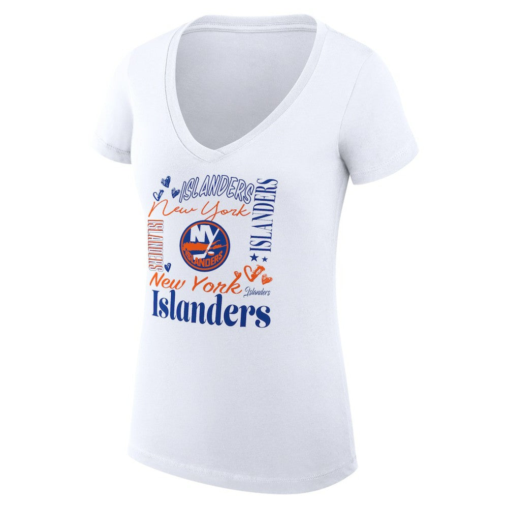 New York Islanders G-III 4Her by Carl Banks Women's Super-Slim Fit Lightweight Collage Team Graphic T-Shirt - White - NHL 201623115