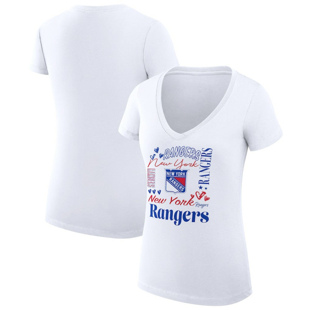 New York Rangers G-III 4Her by Carl Banks Women's Super-Slim Fit Lightweight Collage Team Graphic T-Shirt - White - NHL 201623120