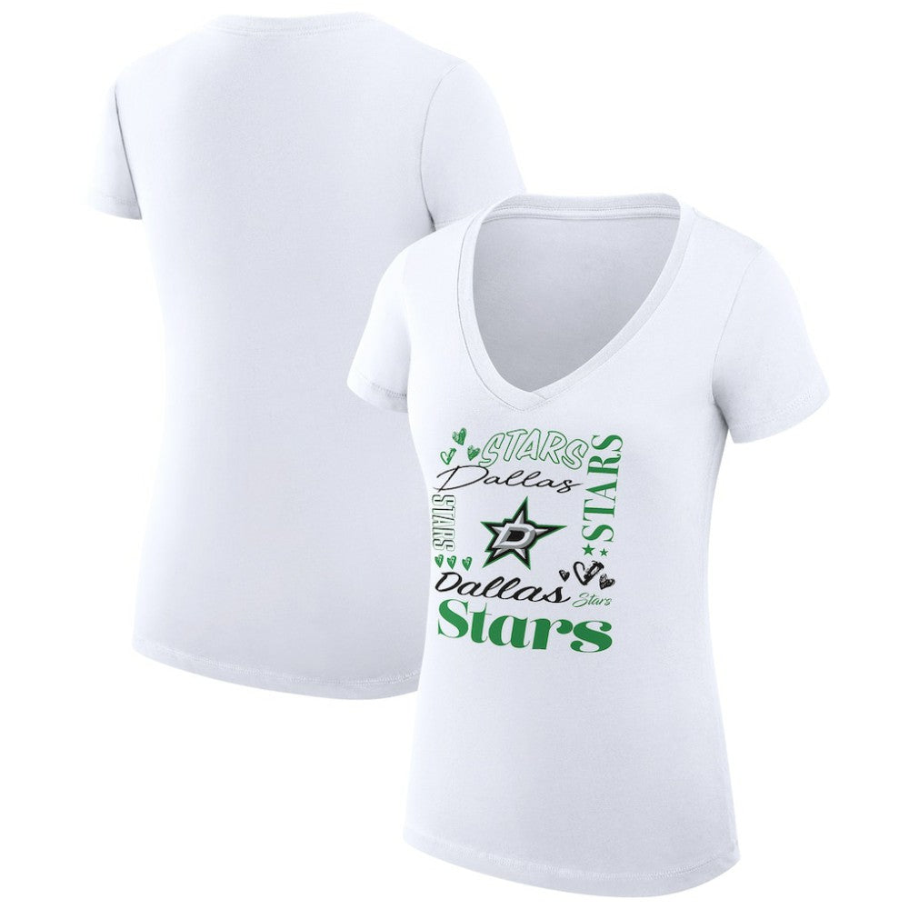 Dallas Stars G-III 4Her by Carl Banks Women's Super-Slim Fit Lightweight Collage Team Graphic T-Shirt - White - NHL 201623130