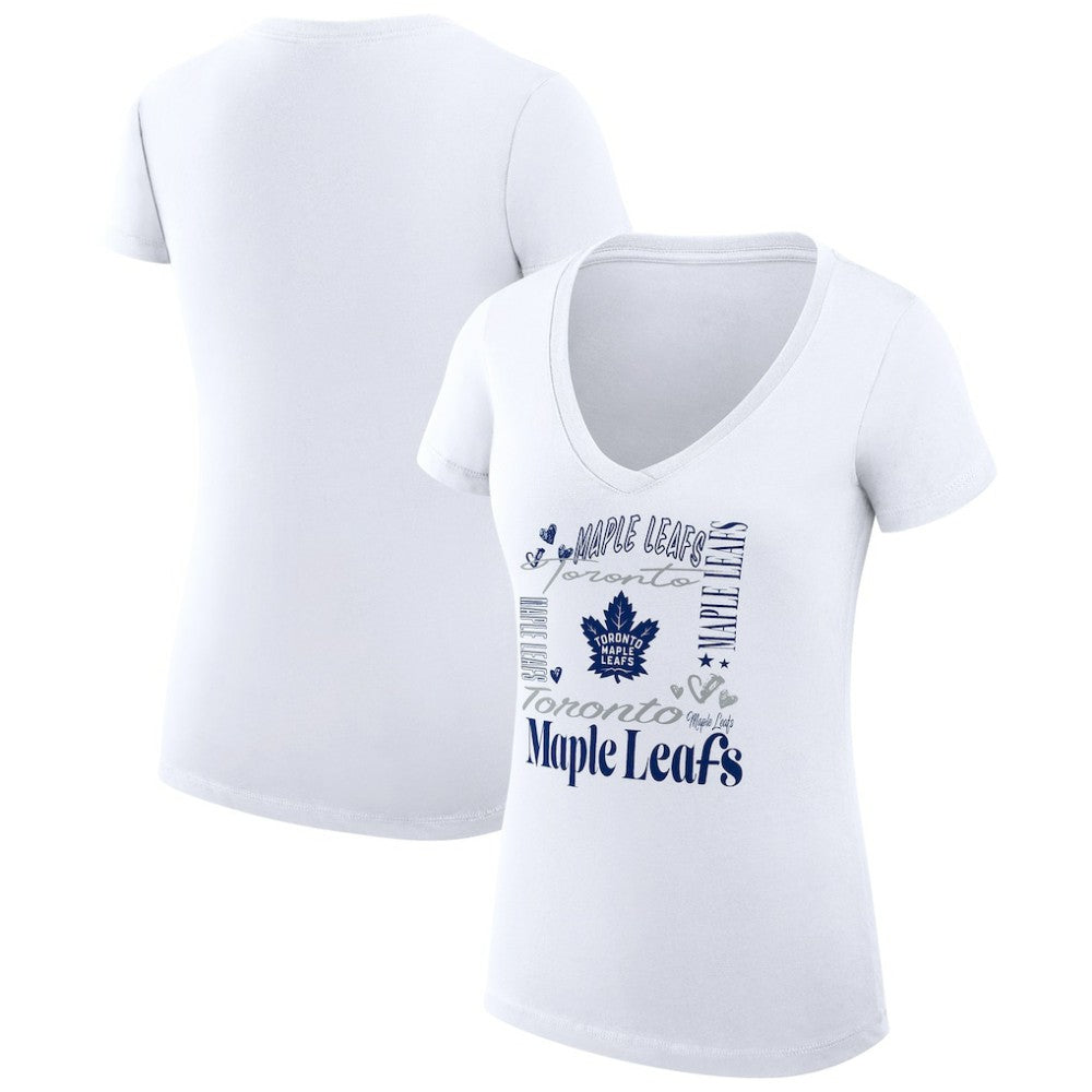 Toronto Maple Leafs G-III 4Her by Carl Banks Women's Super-Slim Fit Lightweight Collage Team Graphic T-Shirt - White - NHL 201623138