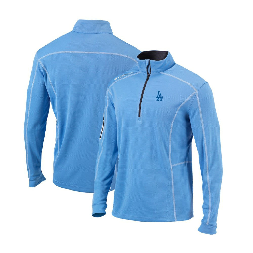 Los Angeles Dodgers Columbia Cooperstown Collection Omni-Wick Shotgun Quarter-Zip Top - Light Blue - Columbia on Sale
