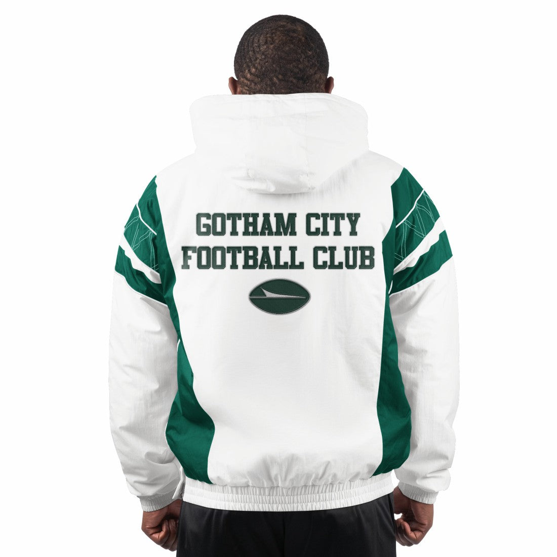 New York Jets Starter Gotham City Half-Zip Hoodie Jacket White
