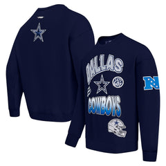 Dallas Cowboys Pro Standard Turn It Up Drop Shoulder Pullover Sweatshirt Navy