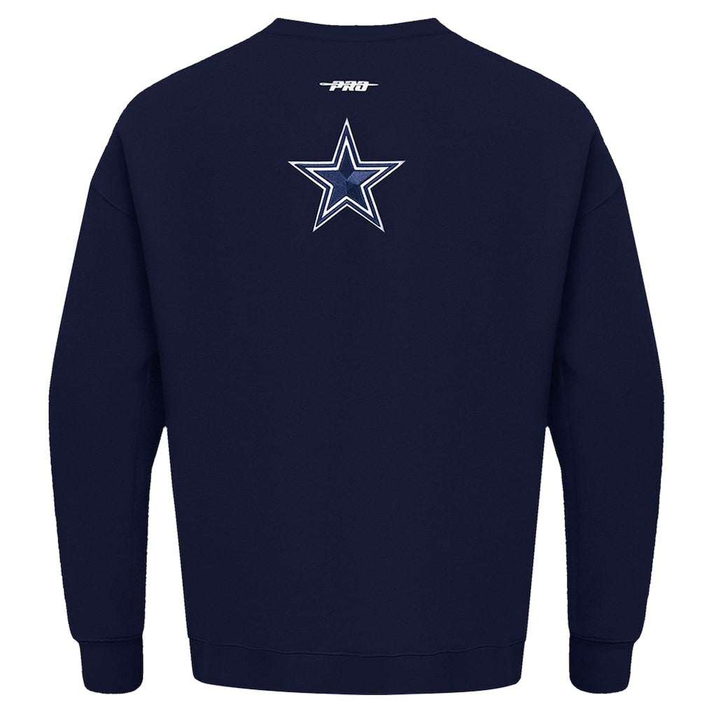 Dallas Cowboys Pro Standard Turn It Up Drop Shoulder Pullover Sweatshirt Navy