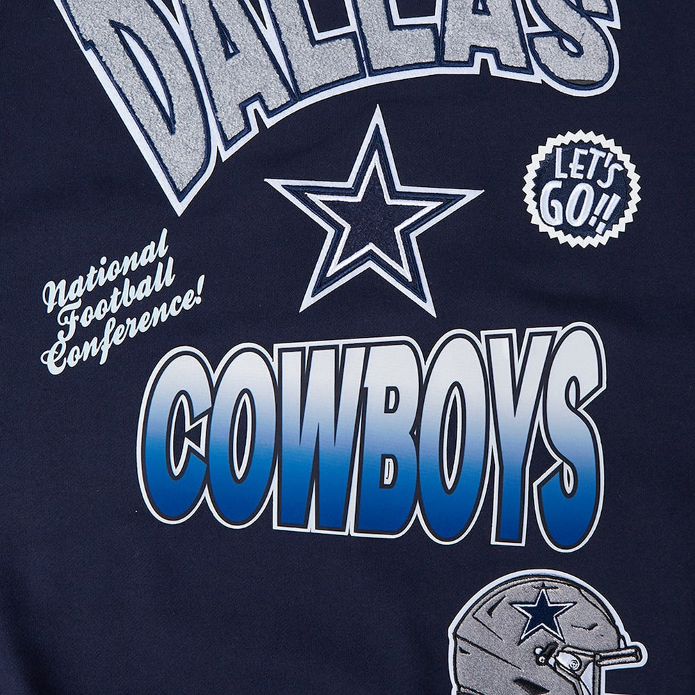 Dallas Cowboys Pro Standard Turn It Up Drop Shoulder Pullover Sweatshirt Navy