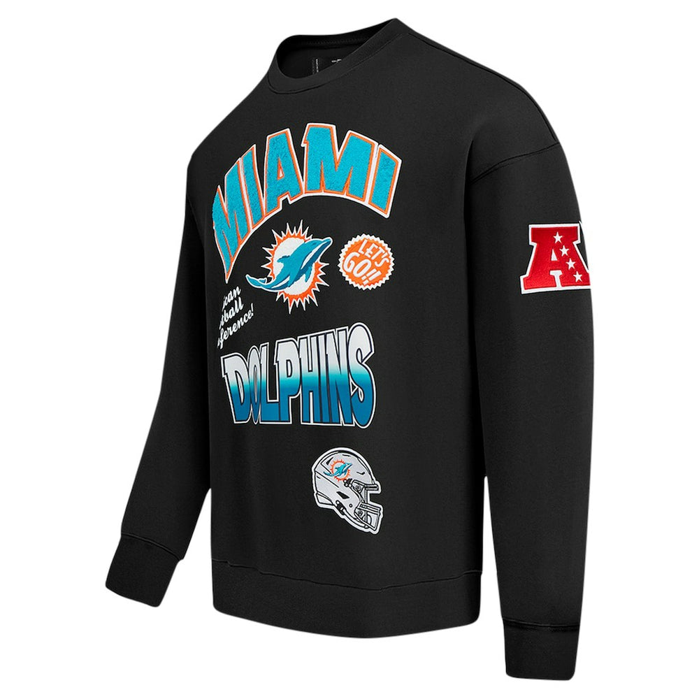 Miami Dolphins Pro Standard Turn It Up Drop Shoulder Pullover Sweatshirt Black