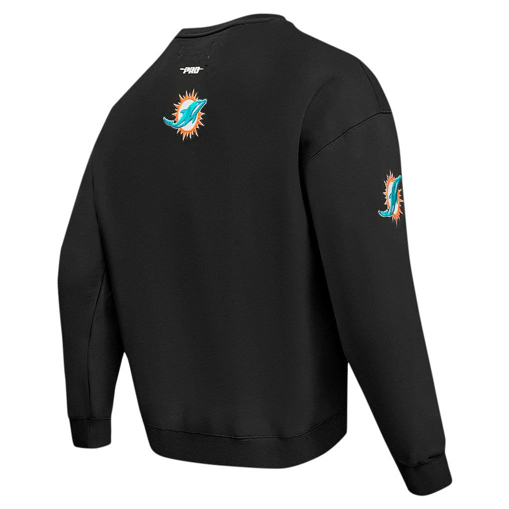 Miami Dolphins Pro Standard Turn It Up Drop Shoulder Pullover Sweatshirt Black