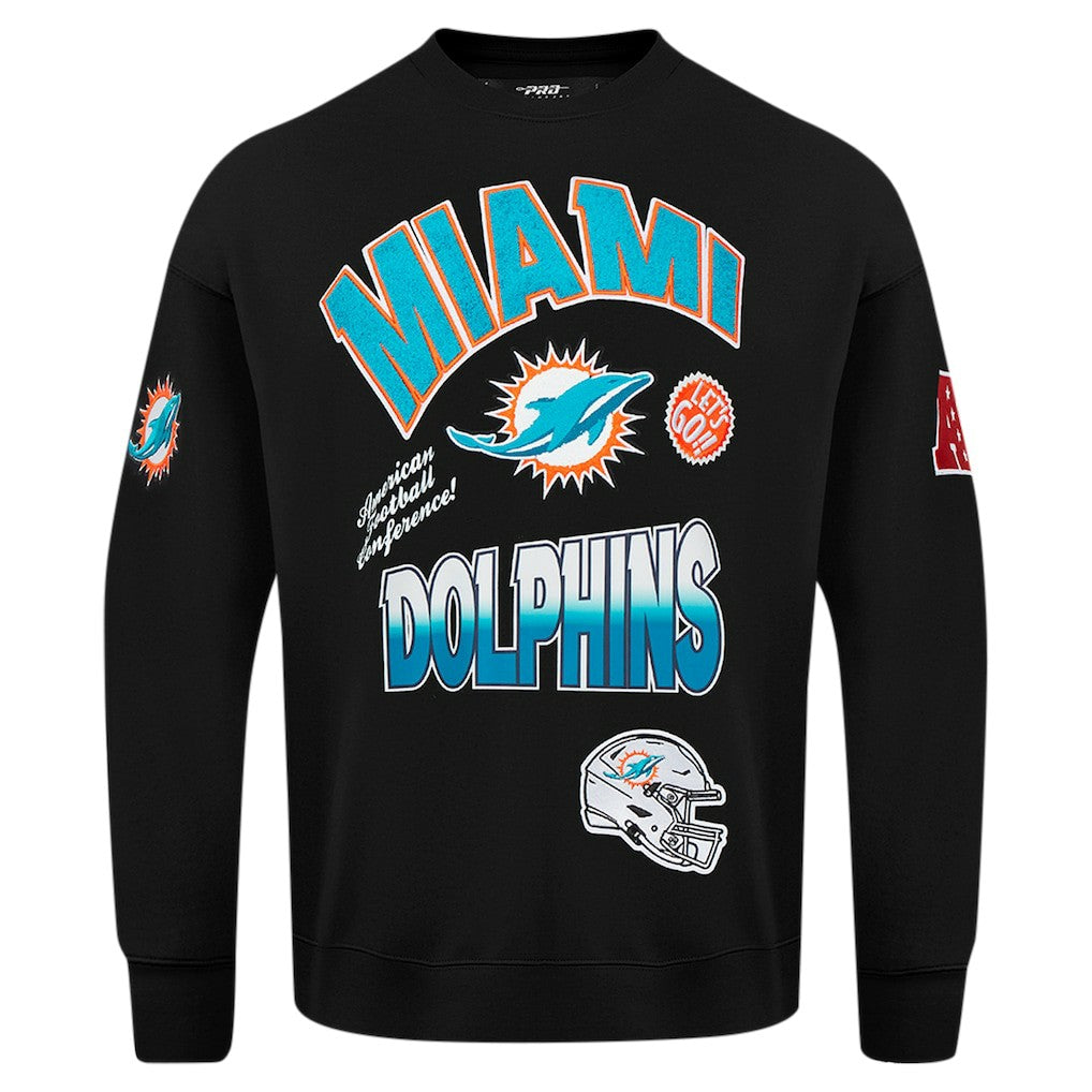Miami Dolphins Pro Standard Turn It Up Drop Shoulder Pullover Sweatshirt Black