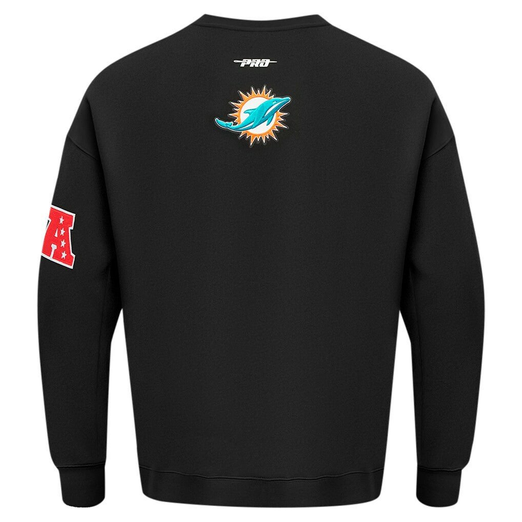 Miami Dolphins Pro Standard Turn It Up Drop Shoulder Pullover Sweatshirt Black