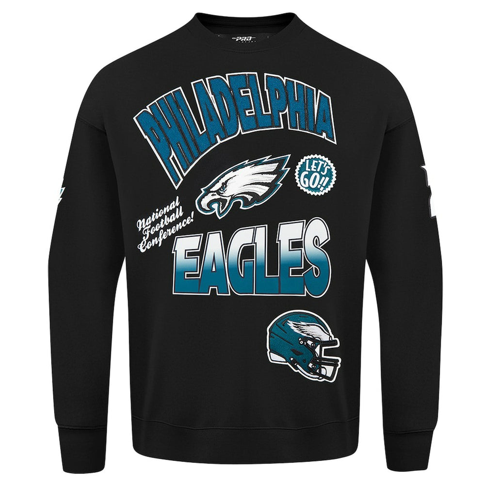 Philadelphia Eagles Pro Standard Turn It Up Drop Shoulder Pullover Sweatshirt Black